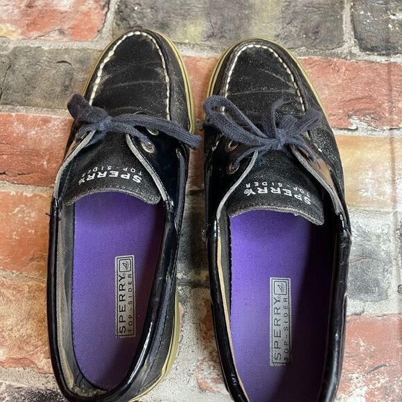 5 for $25🔥Size 8 Black Glitter Sperry Top-Sider Boot Shoes/ Deck Shoes/ … - Picture 10 of 11